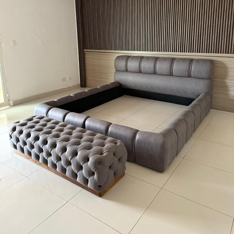 handcrafted modern dining set produced at the SOFAX factory in The Gambia using high-density foam