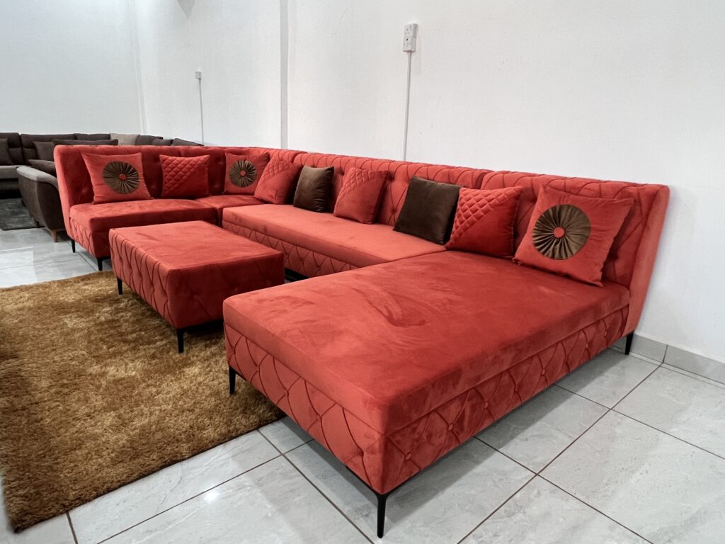 Custom-designed living room sofa manufactured in The Gambia